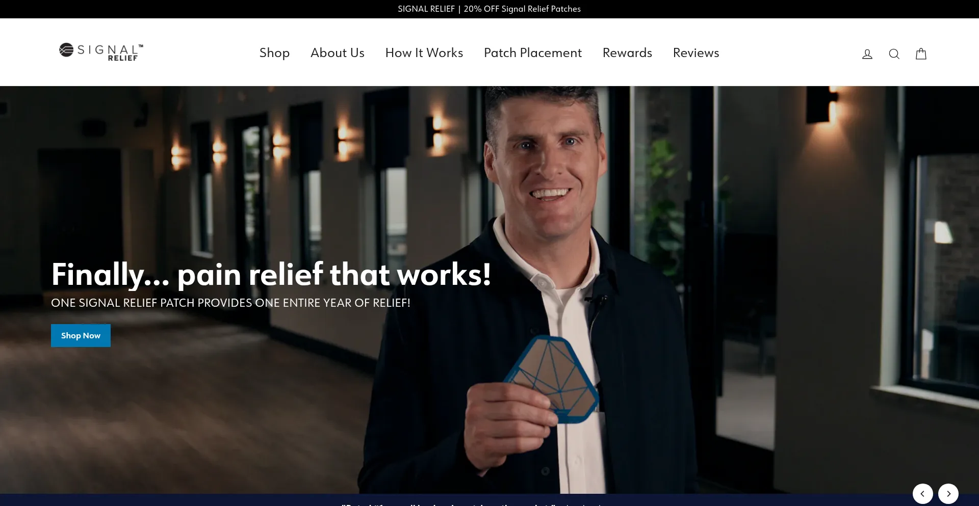 Website screenshot of Signalrelief.com