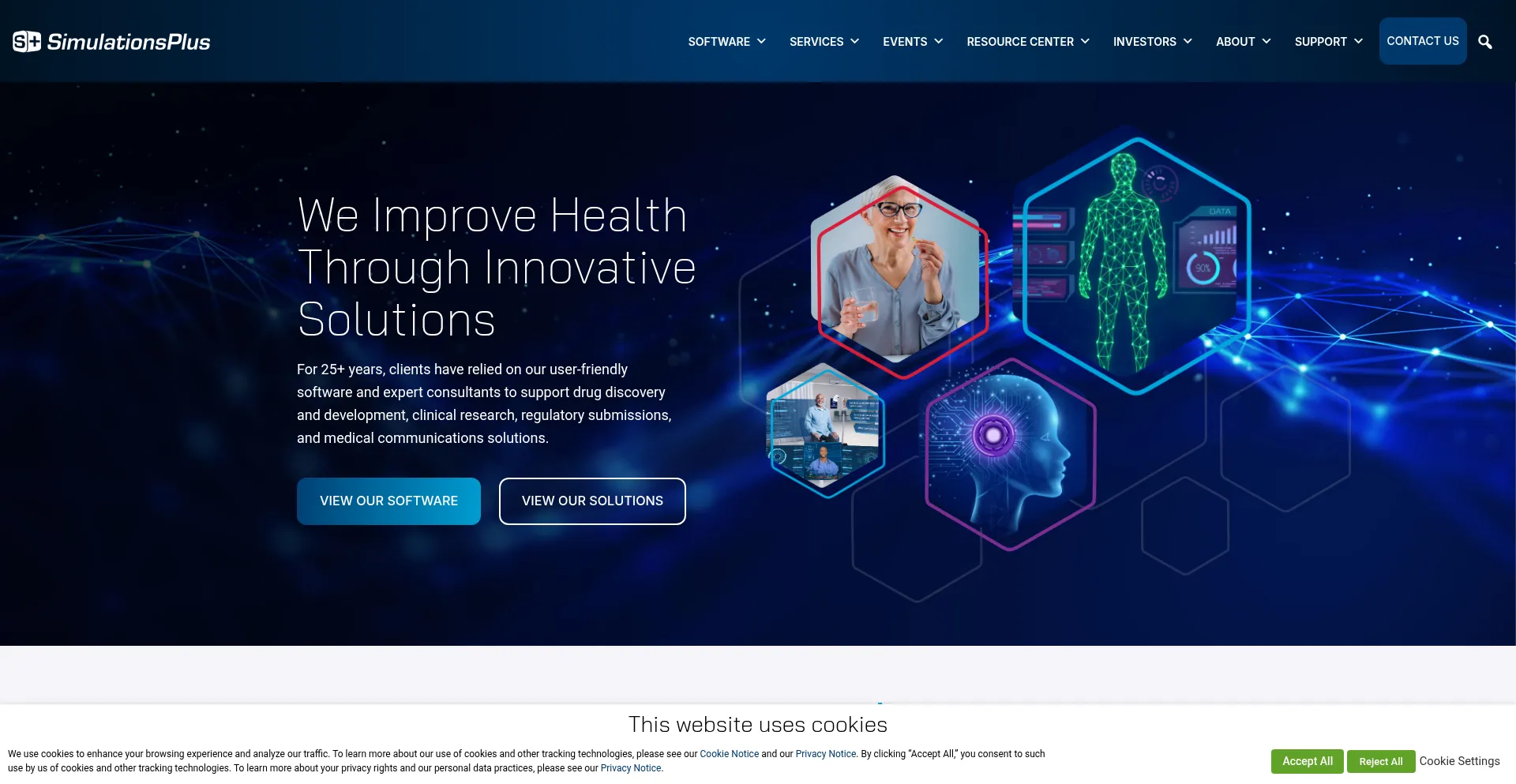 Website screenshot of Simulations-plus.com