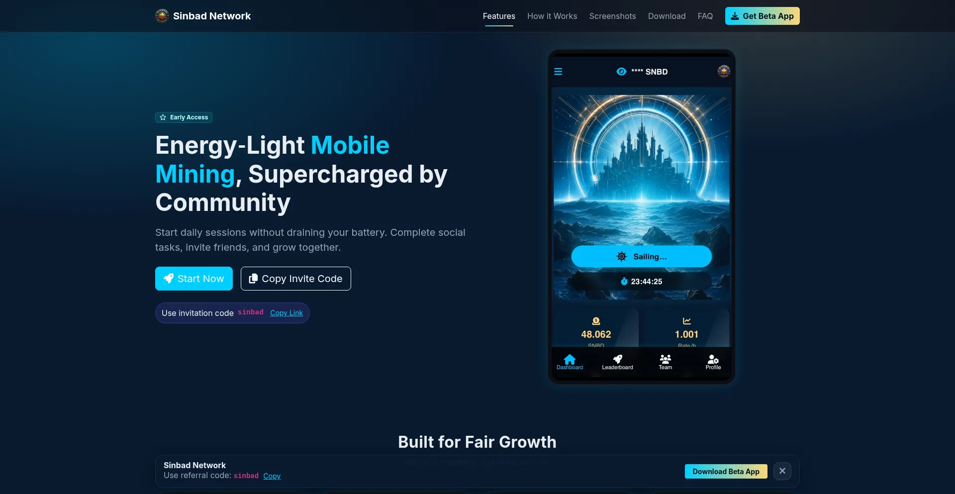 Website screenshot of Sinbadnetwork.com