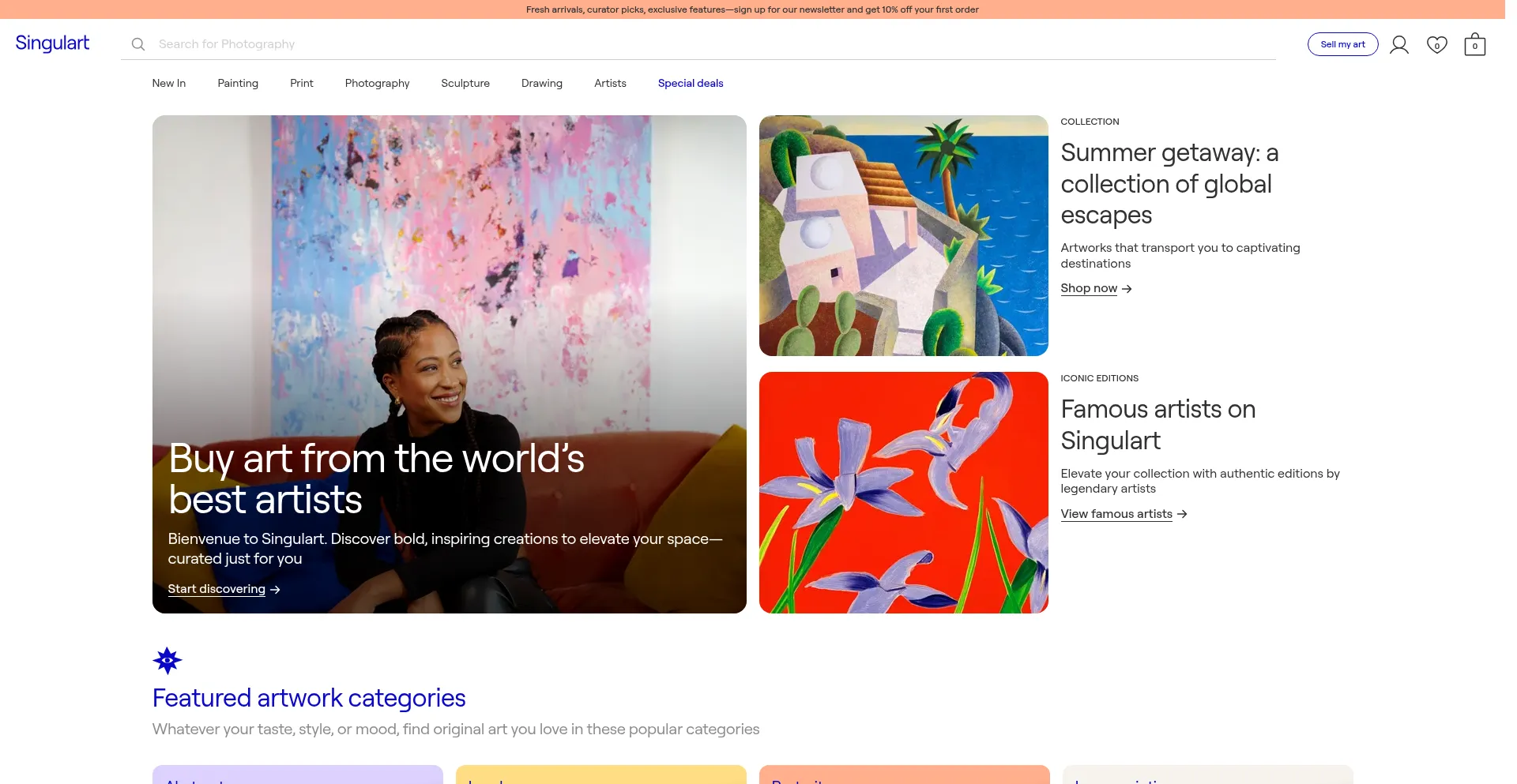 Website screenshot of Singulart.com