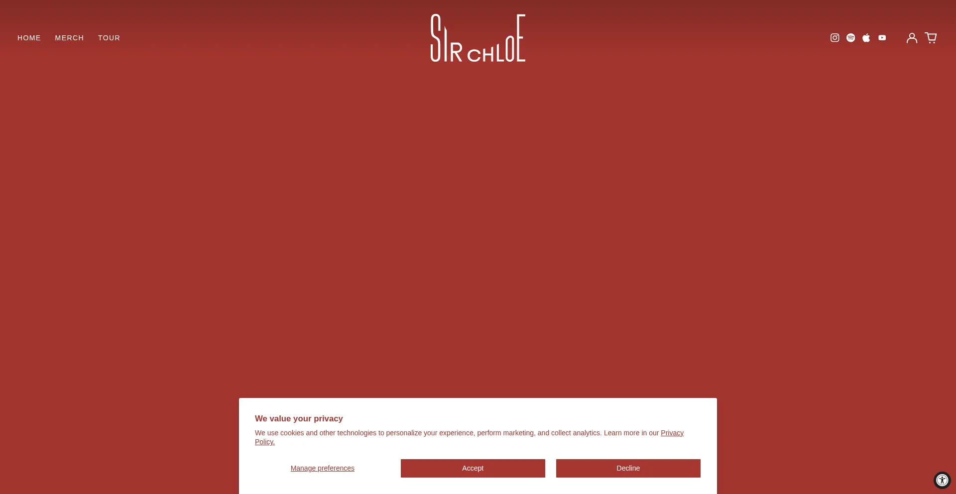 Website screenshot of Sirchloemusic.com