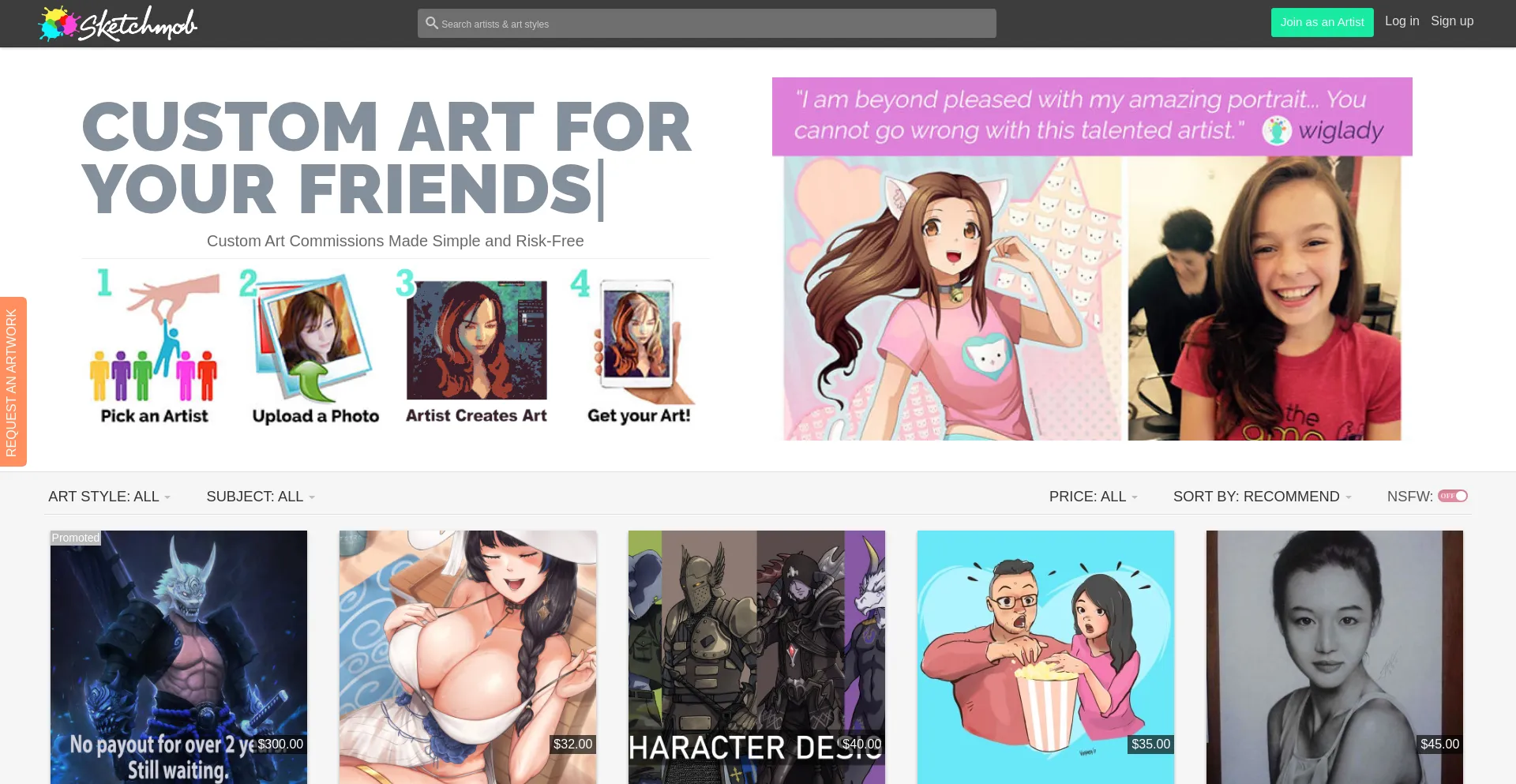 Website screenshot of Sketchmob.com