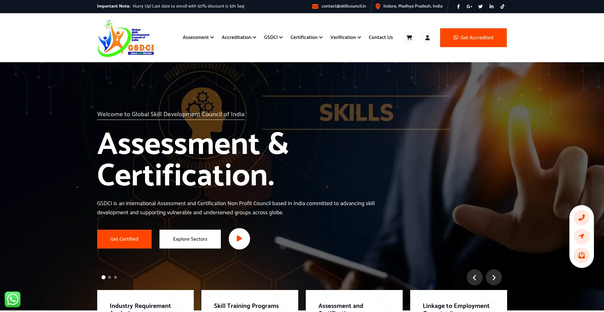 Website screenshot of Skillcouncil.in