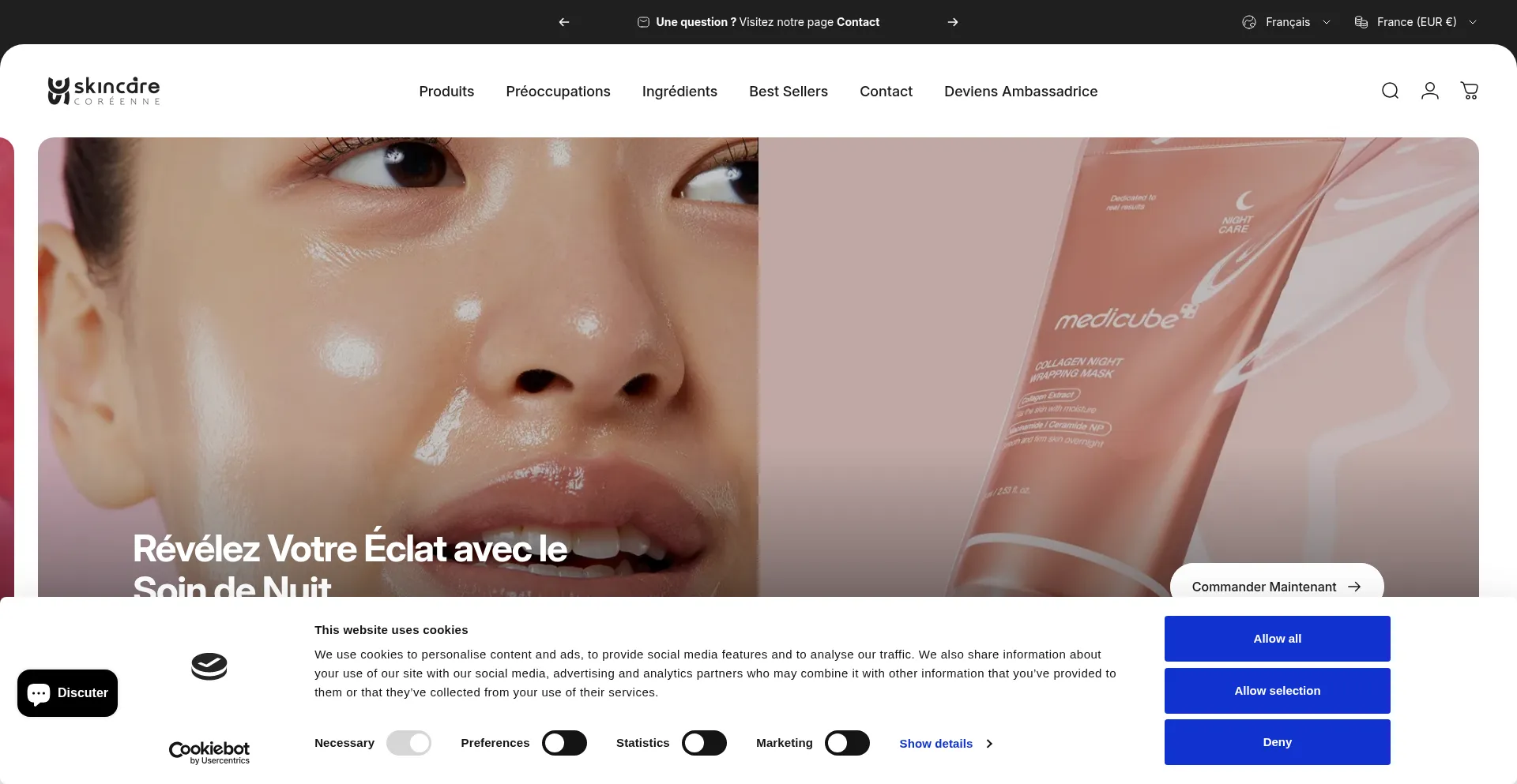 Website screenshot of Skincarecoreenne.com