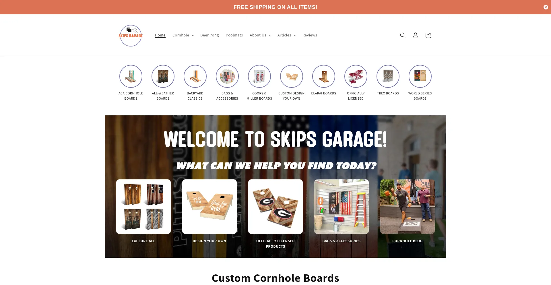 Website screenshot of Skipsgarage.com