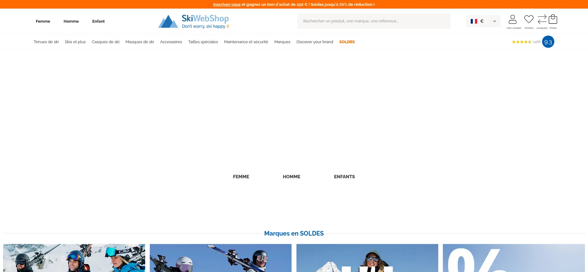 Website screenshot of Skiwebshop.fr