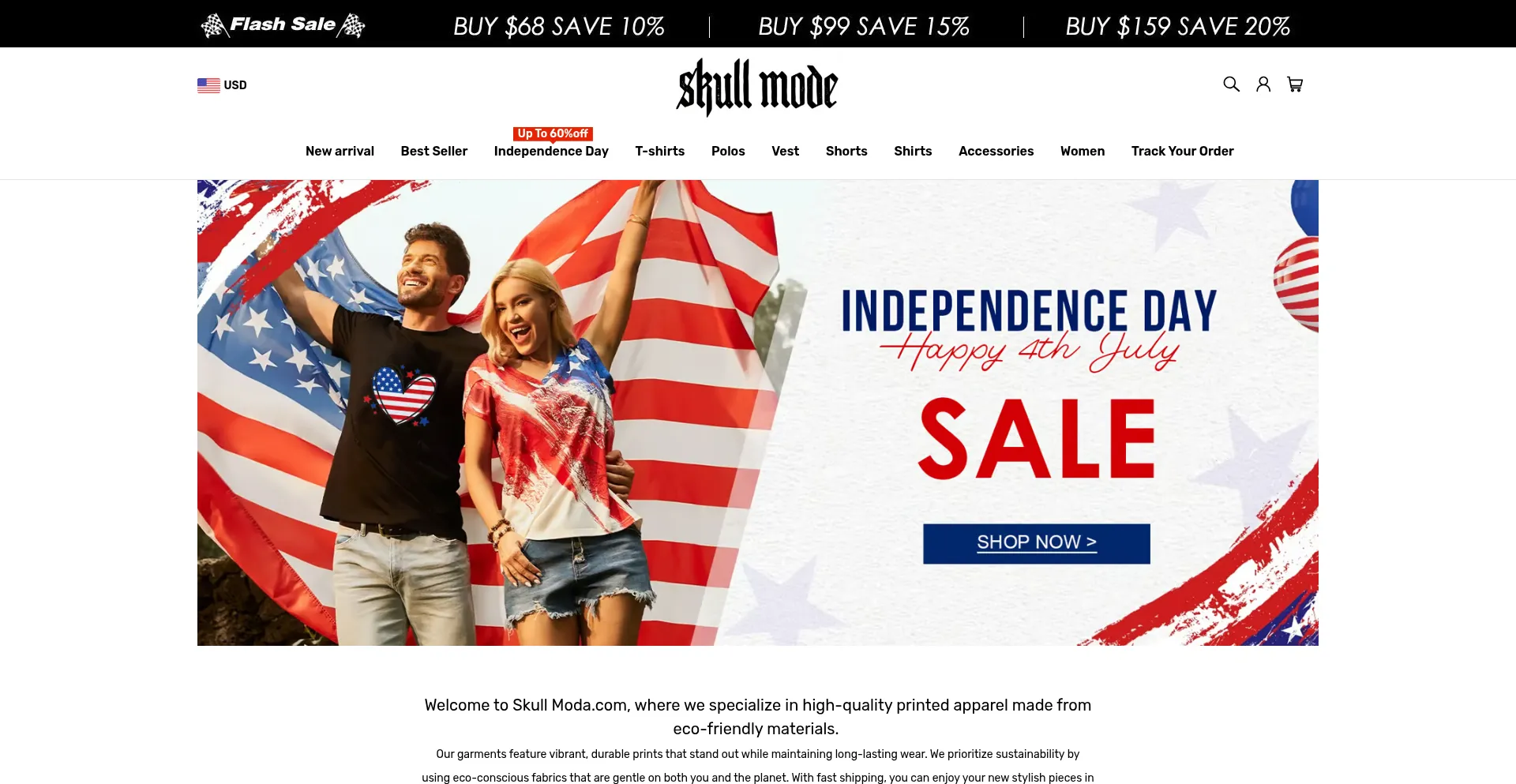 Website screenshot of Skullmoda.com