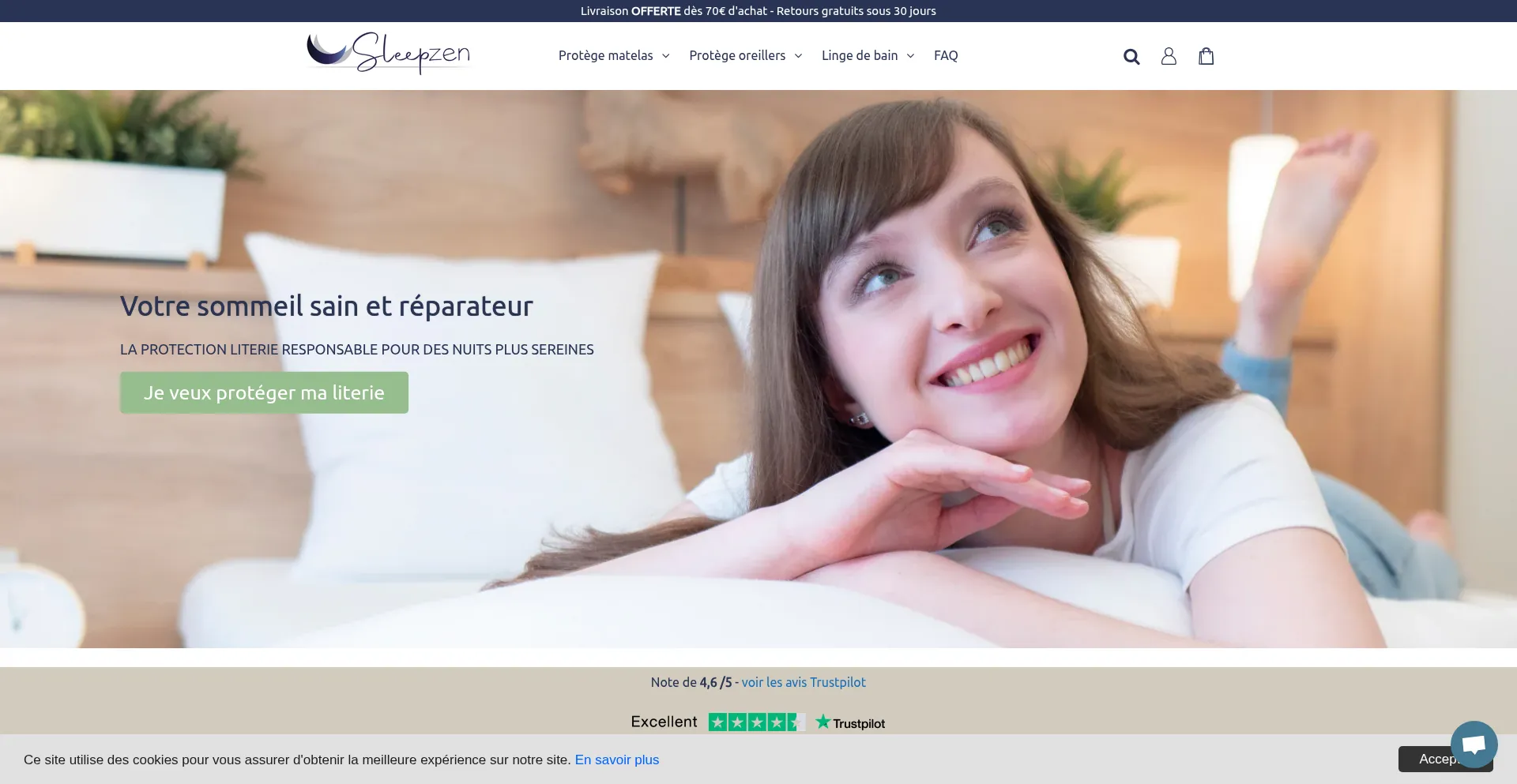 Website screenshot of Sleepzen.eu