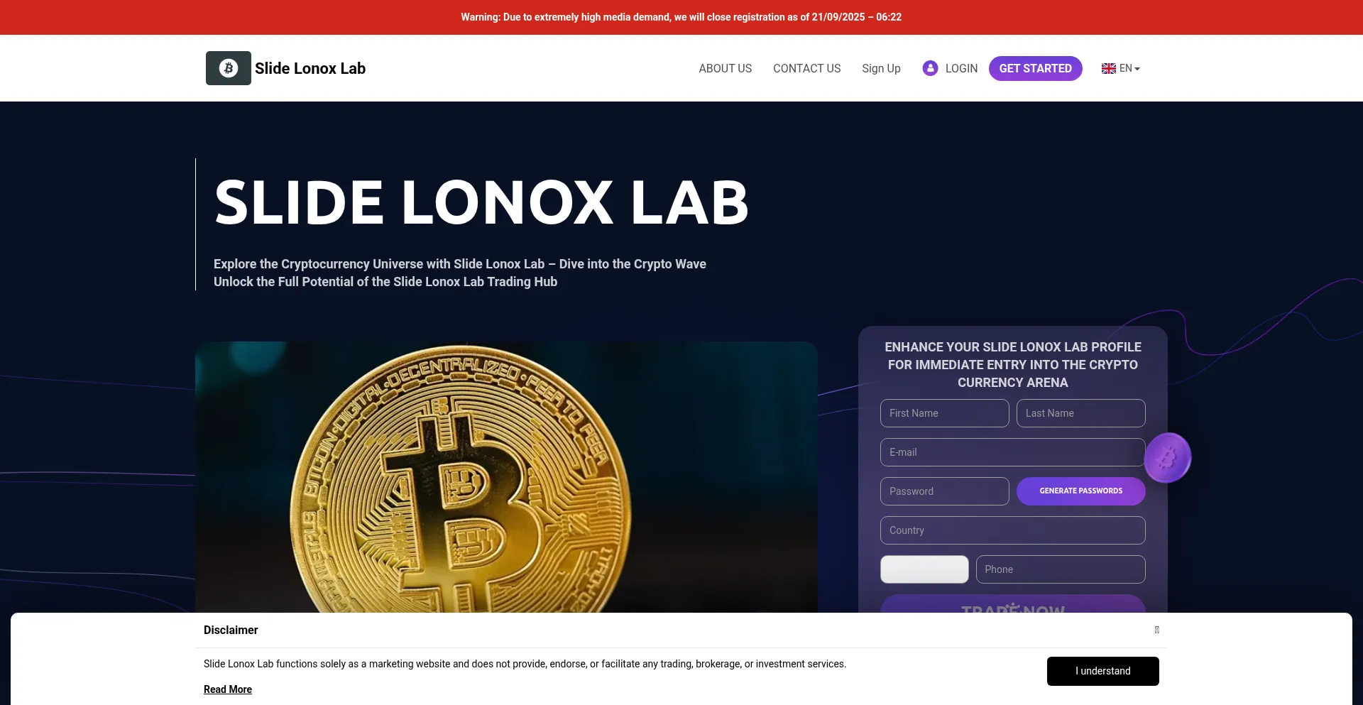 Slidelonoxlab-platform.com Screenshot
