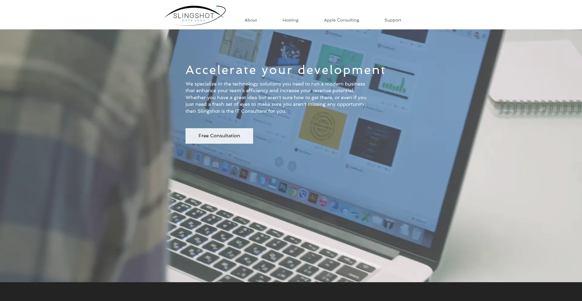 Website screenshot of Slingshotdatalabs.com