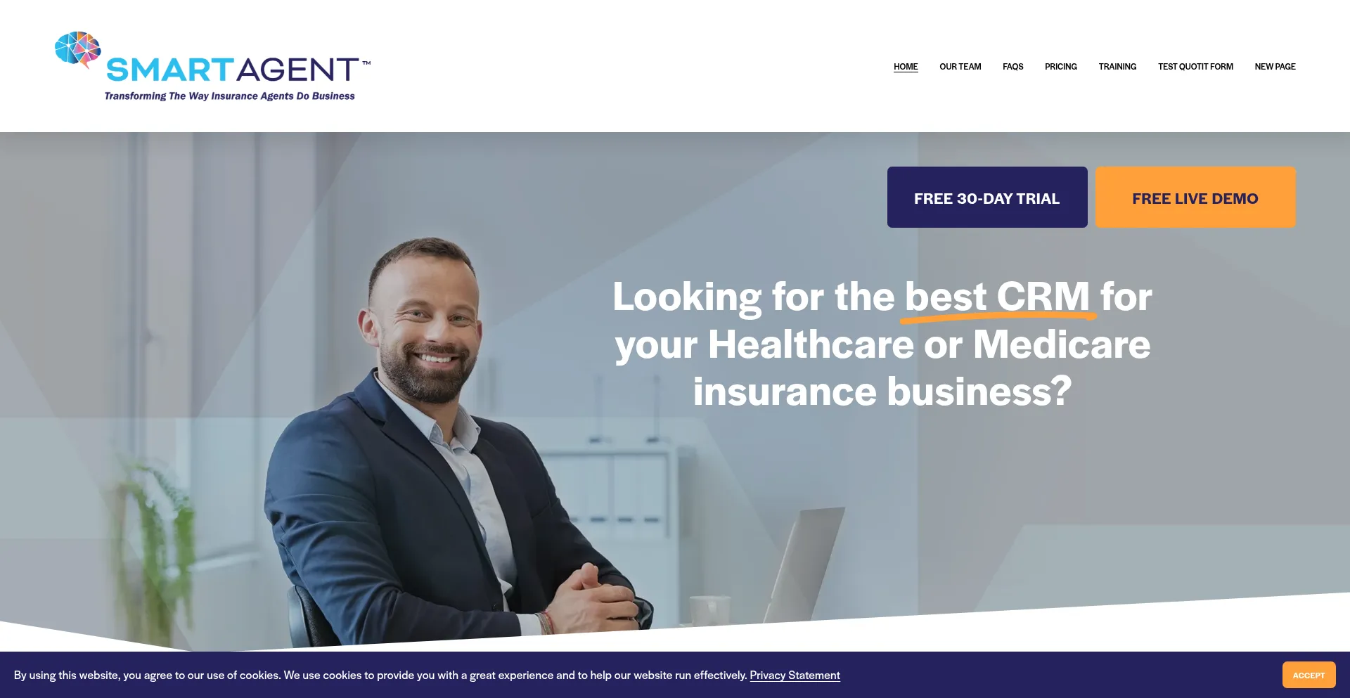 Website screenshot of Smartagentcrm.co