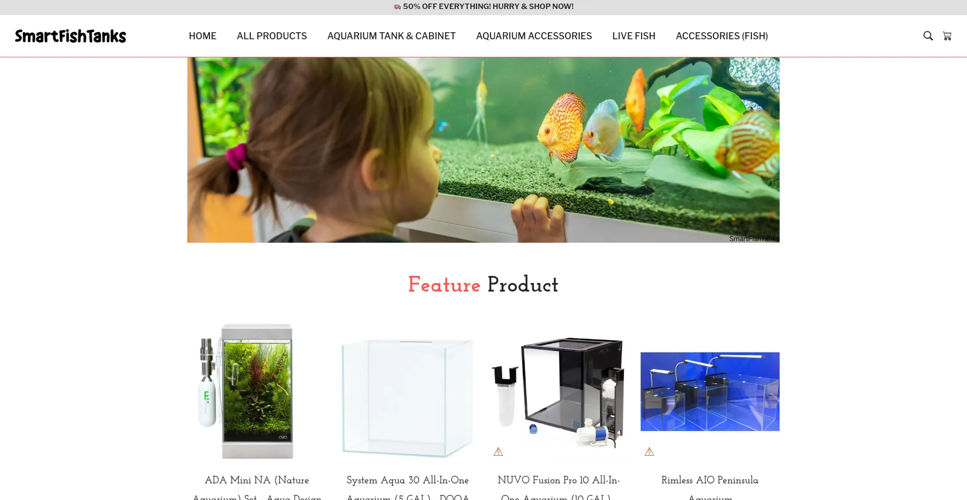 Website screenshot of Smartfishtanks.com