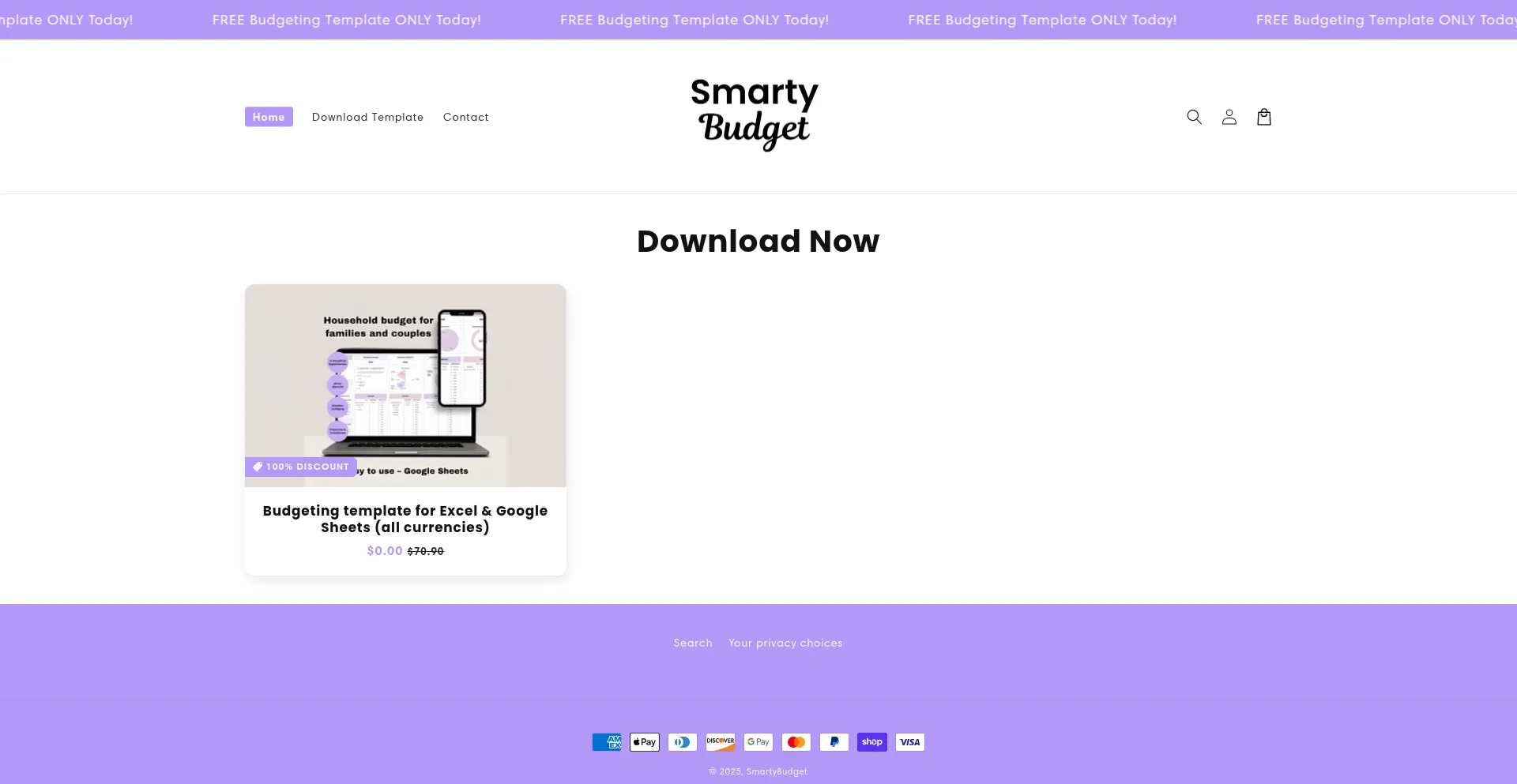 Website screenshot of Smartybudget.co