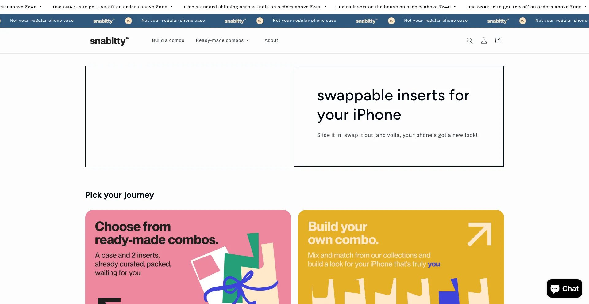 Website screenshot of Snabitty.com