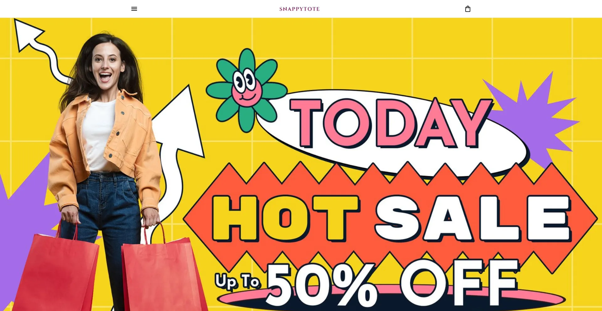 Website screenshot of Snappytote.com