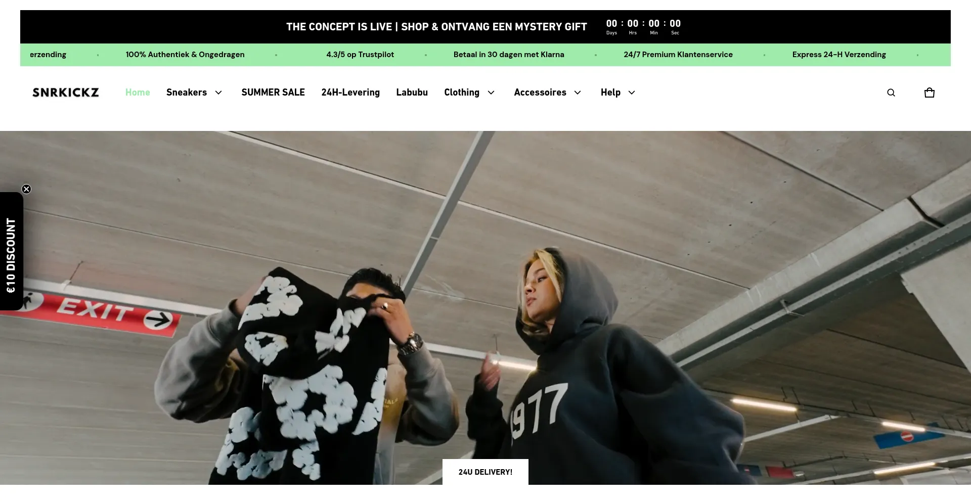 Website screenshot of Snrkickz.com
