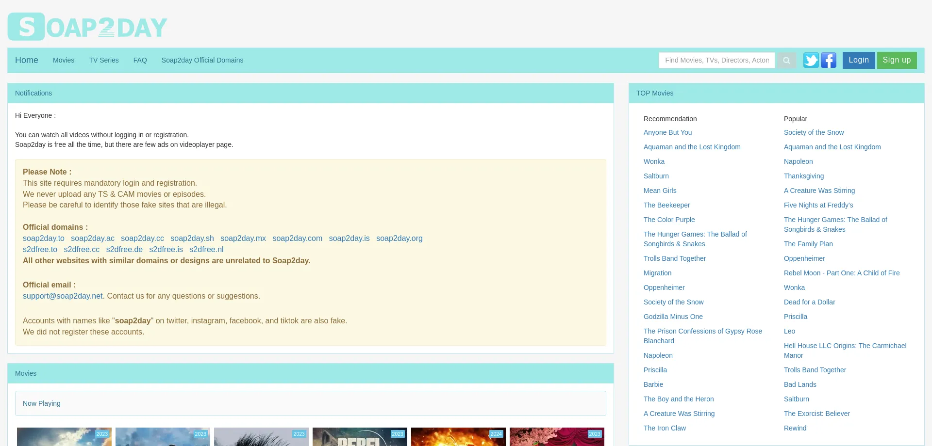 Website screenshot of Soap2day.autos