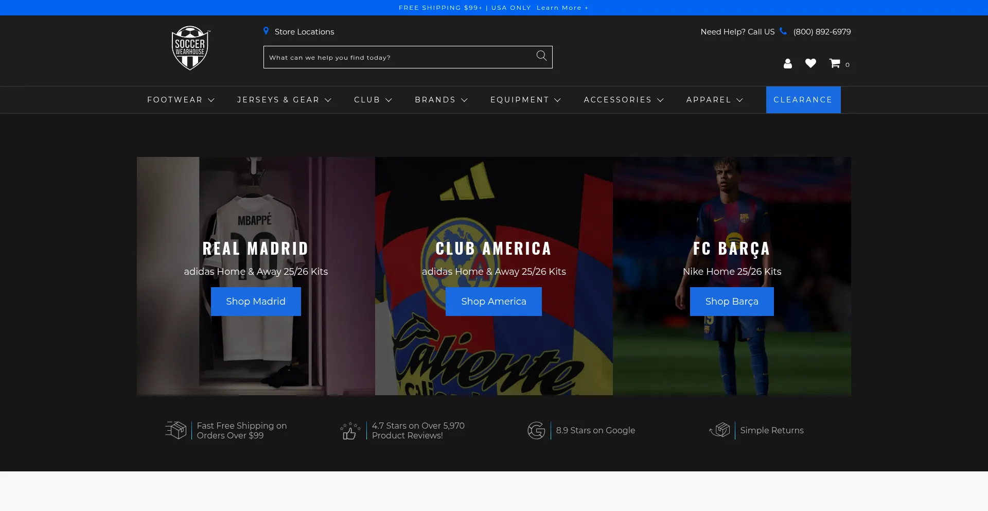 Soccerwearhouse.com Screenshot