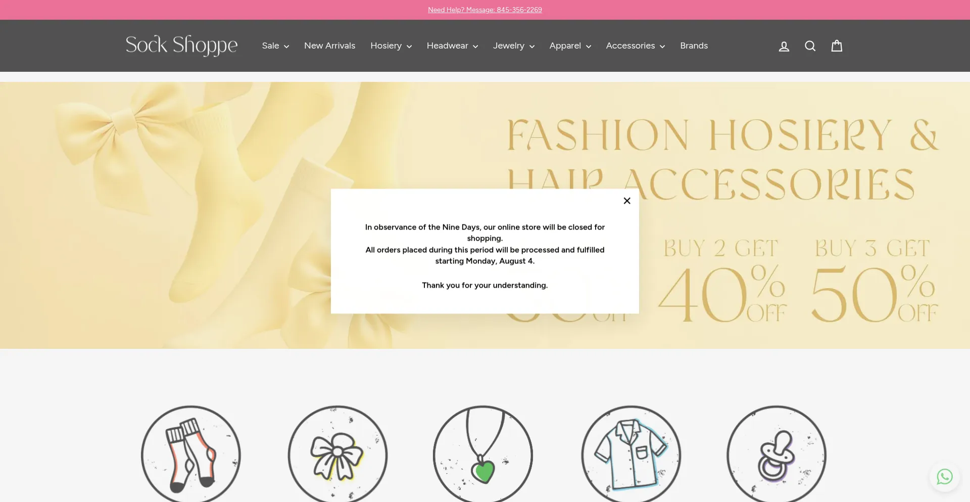 Website screenshot of Sockshoppeny.com