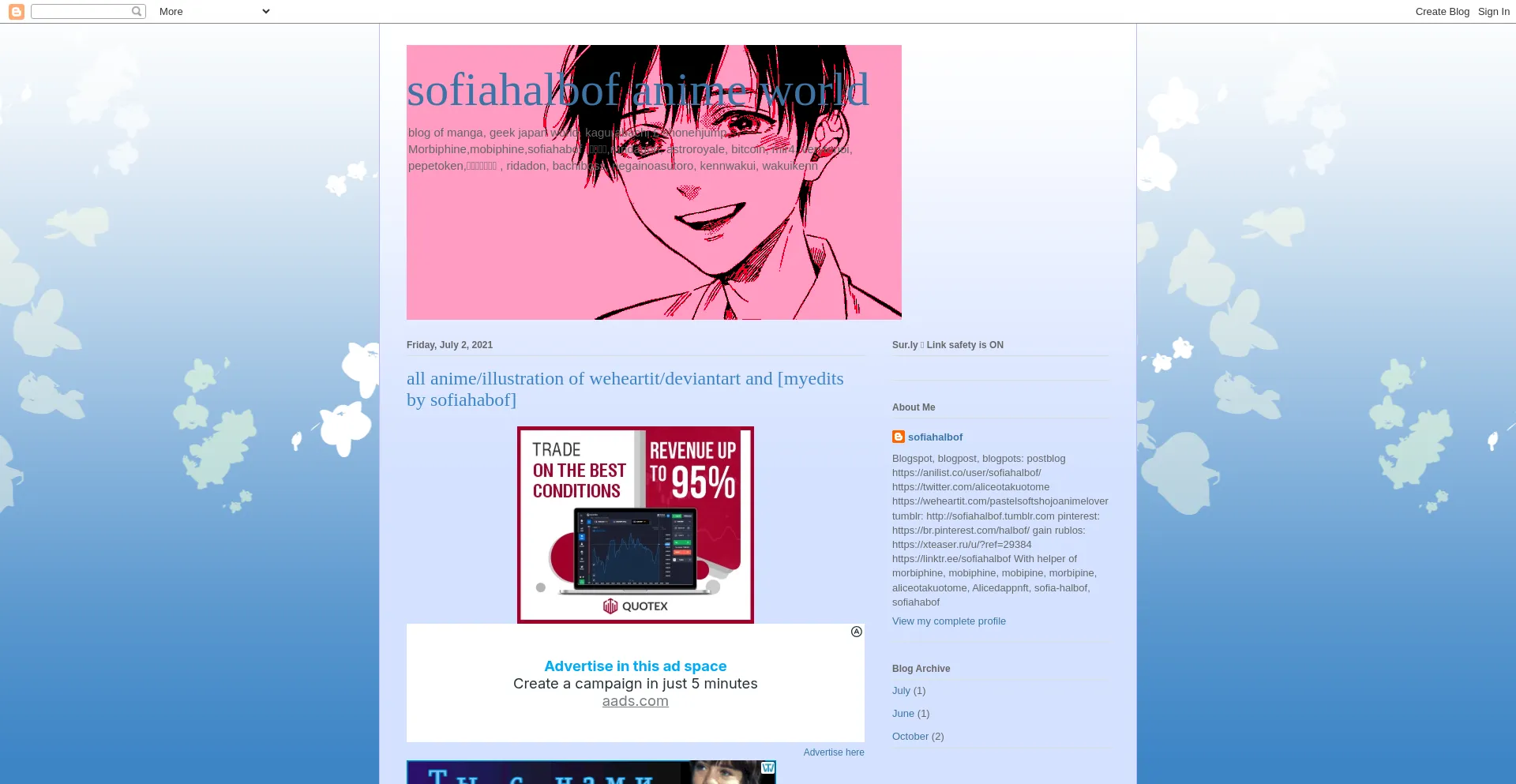 Website screenshot of Sofiahalbofanimeworld.blogspot.com.ar