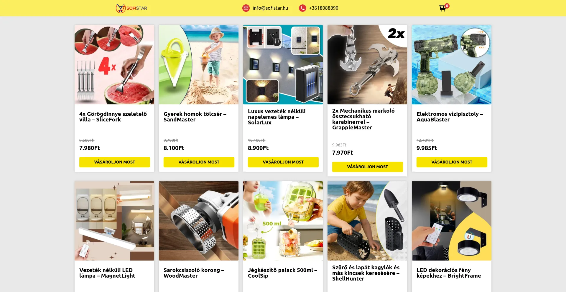 Website screenshot of Sofistar.hu