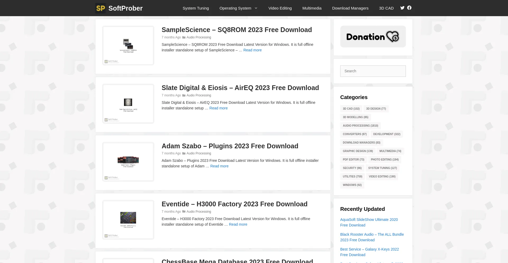 Website screenshot of Softprober.com