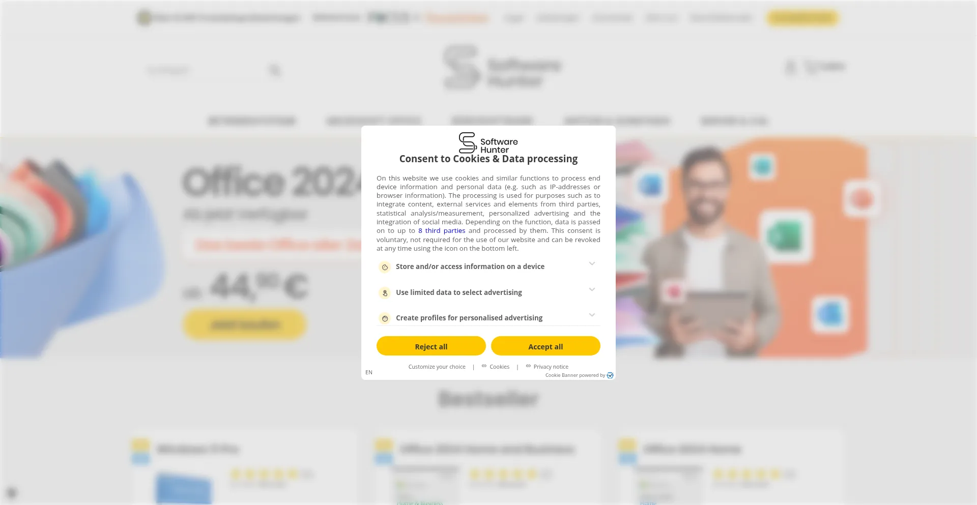 Website screenshot of Softwarehunter.de