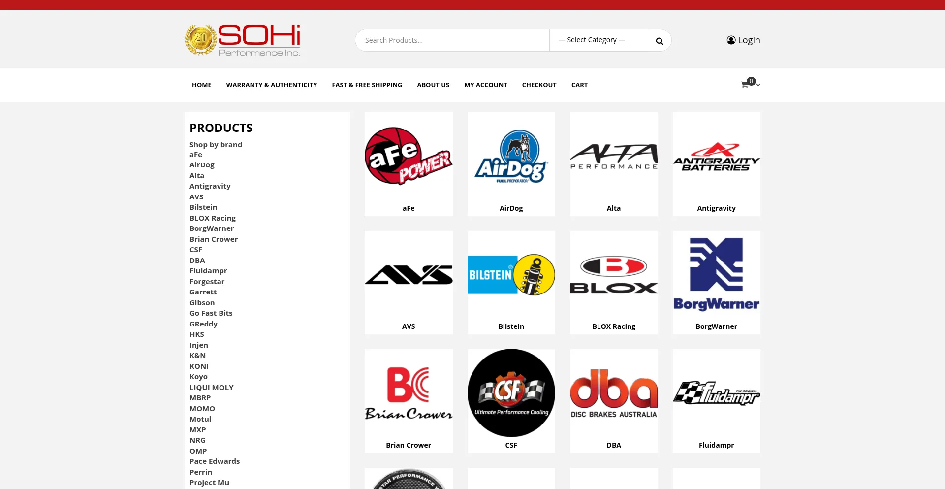 Website screenshot of Sohiperformance.com