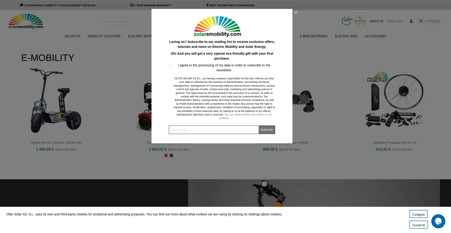 Website screenshot of Solaremobility.com