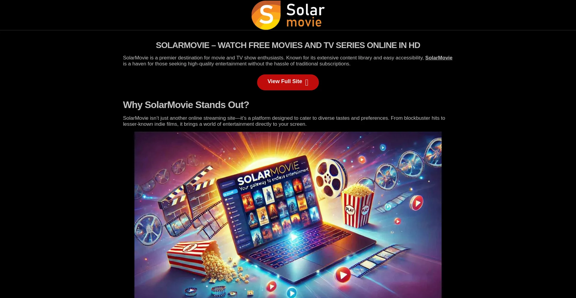 Website screenshot of Solarmovie-to.me