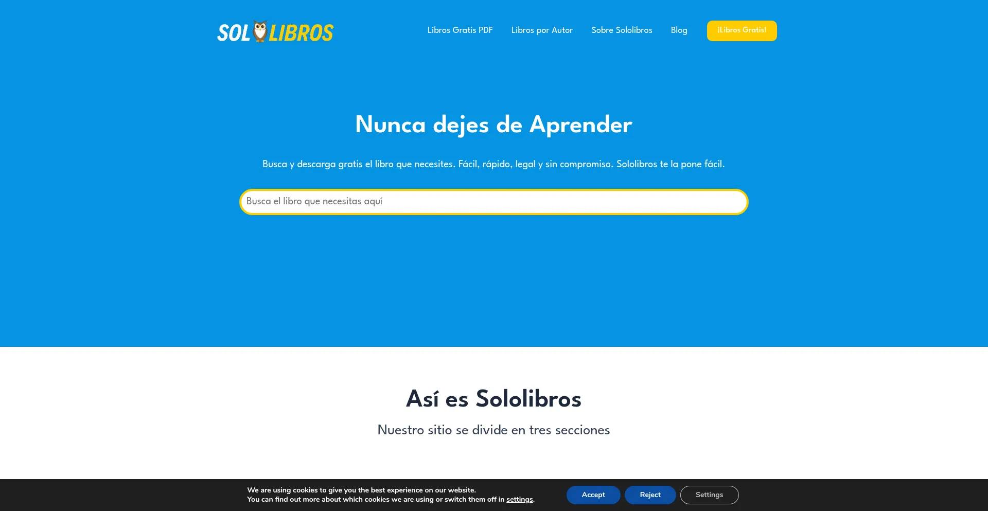 Website screenshot of Sololibros.org