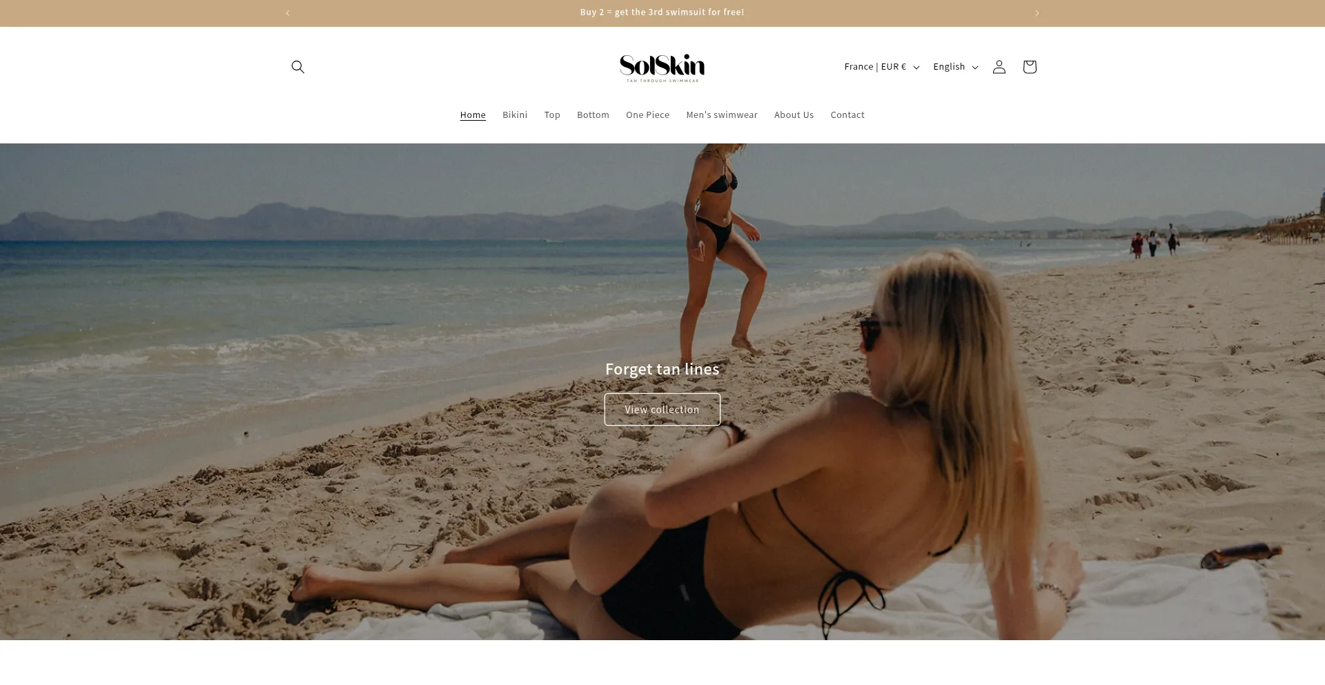 Website screenshot of Solskinswim.com