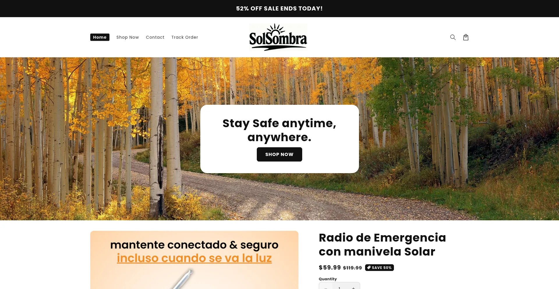 Website screenshot of Solsombras.com