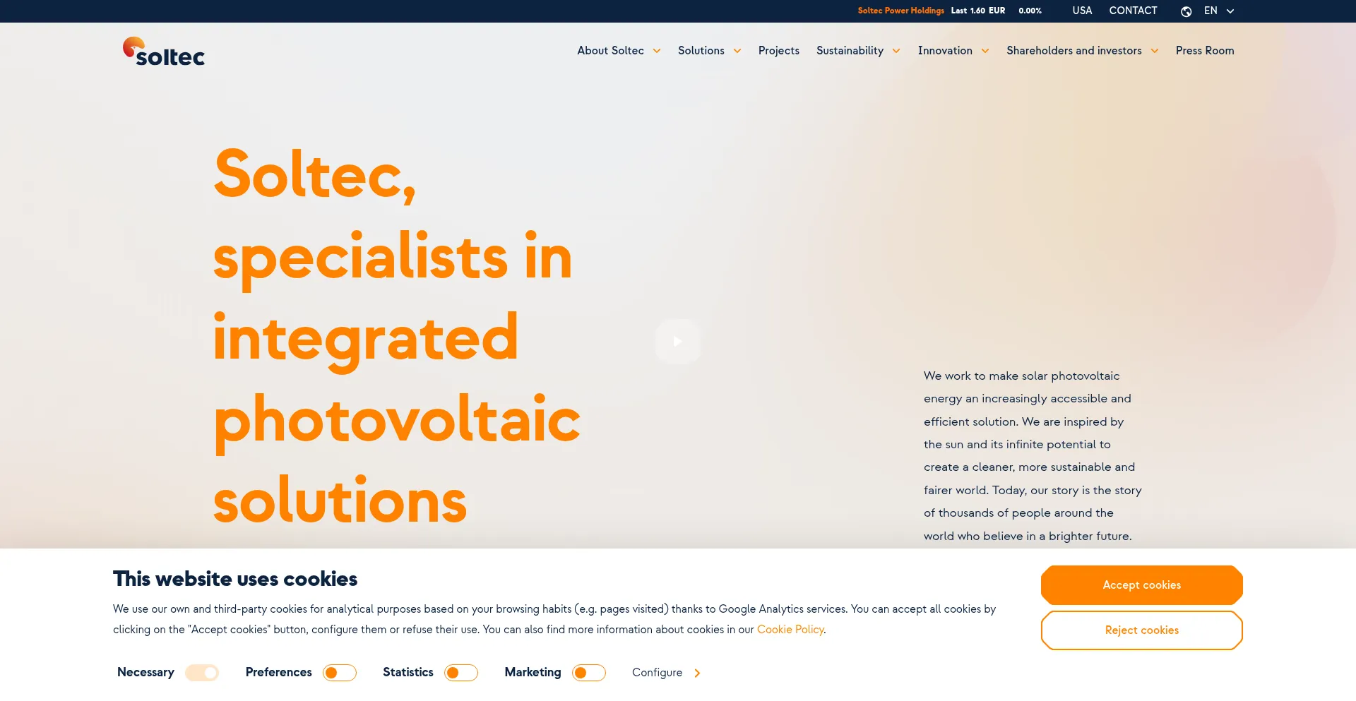 Website screenshot of Soltec.com