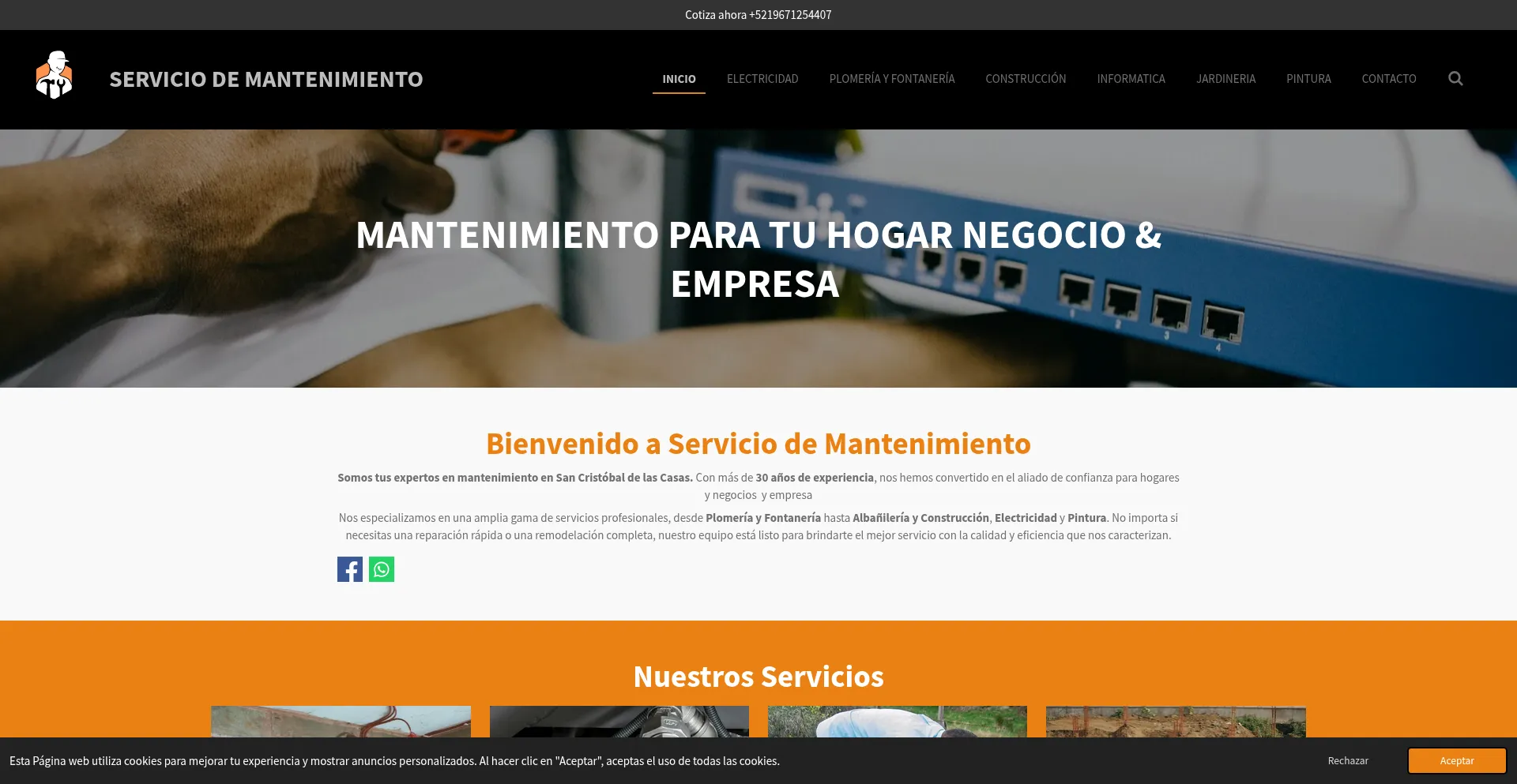 Website screenshot of Solucionesmantenimiento.com.mx