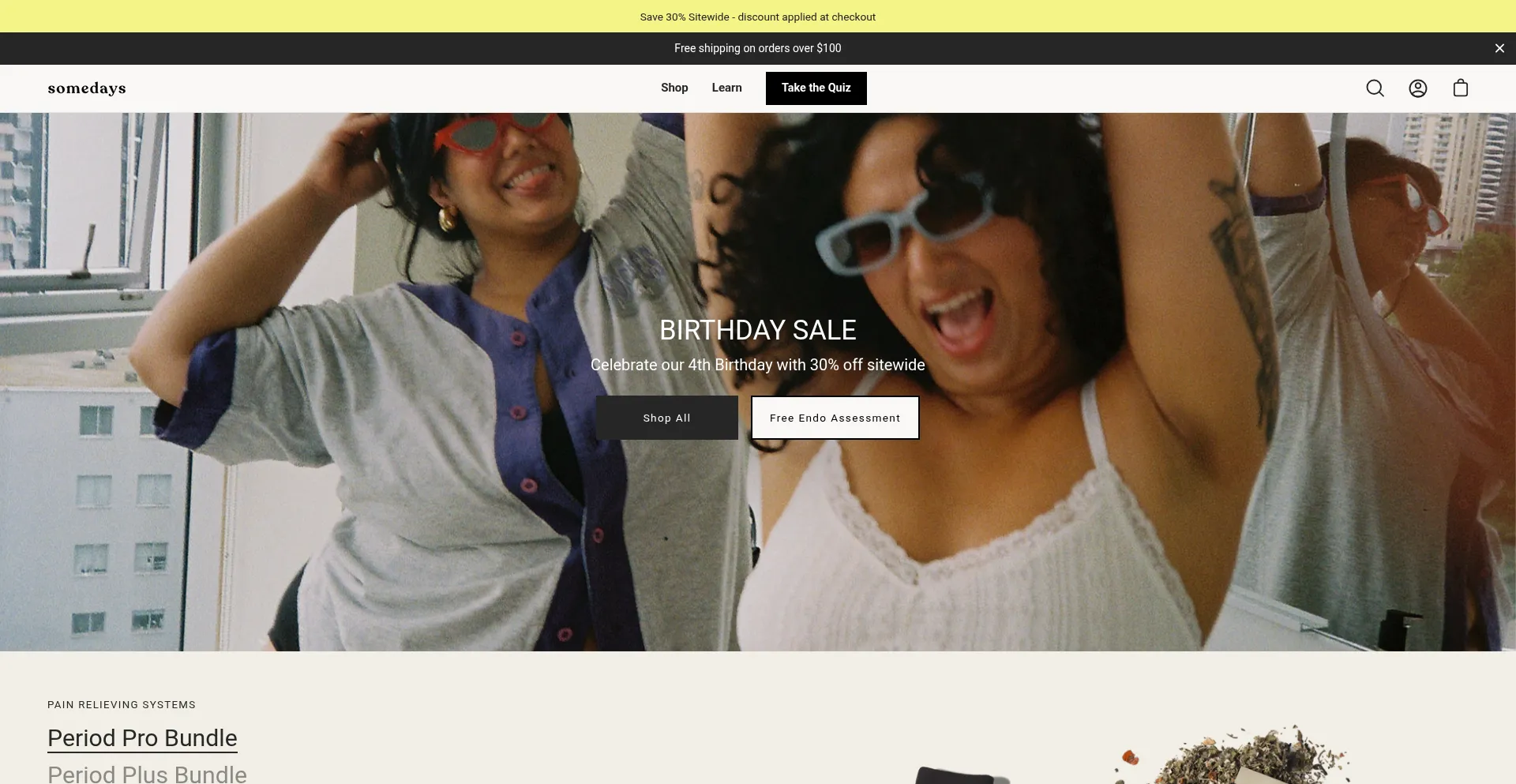 Website screenshot of Somedays.com