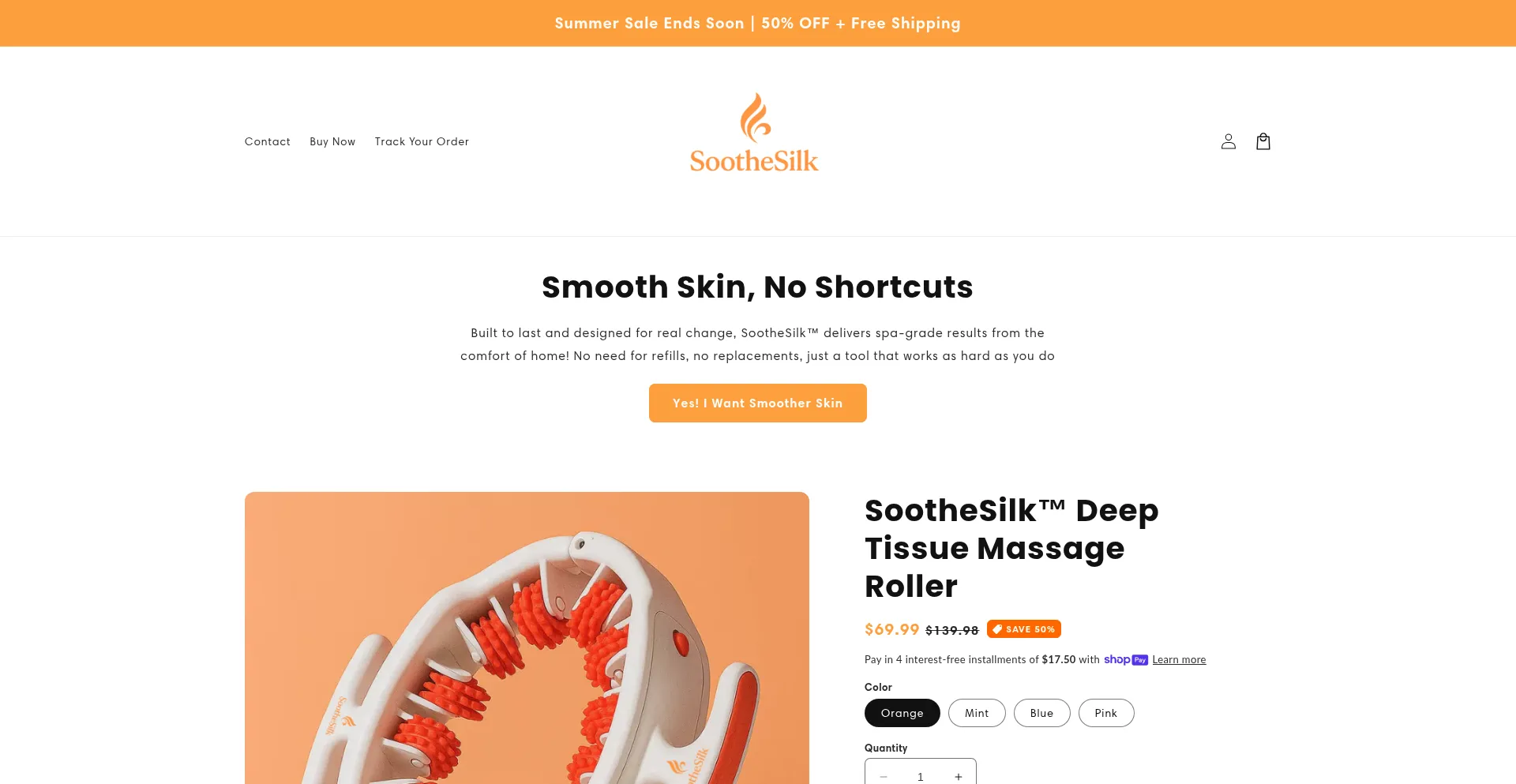 Website screenshot of Soothesilk.com