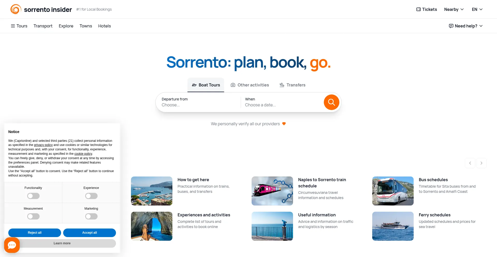 Website screenshot of Sorrentoinsider.com