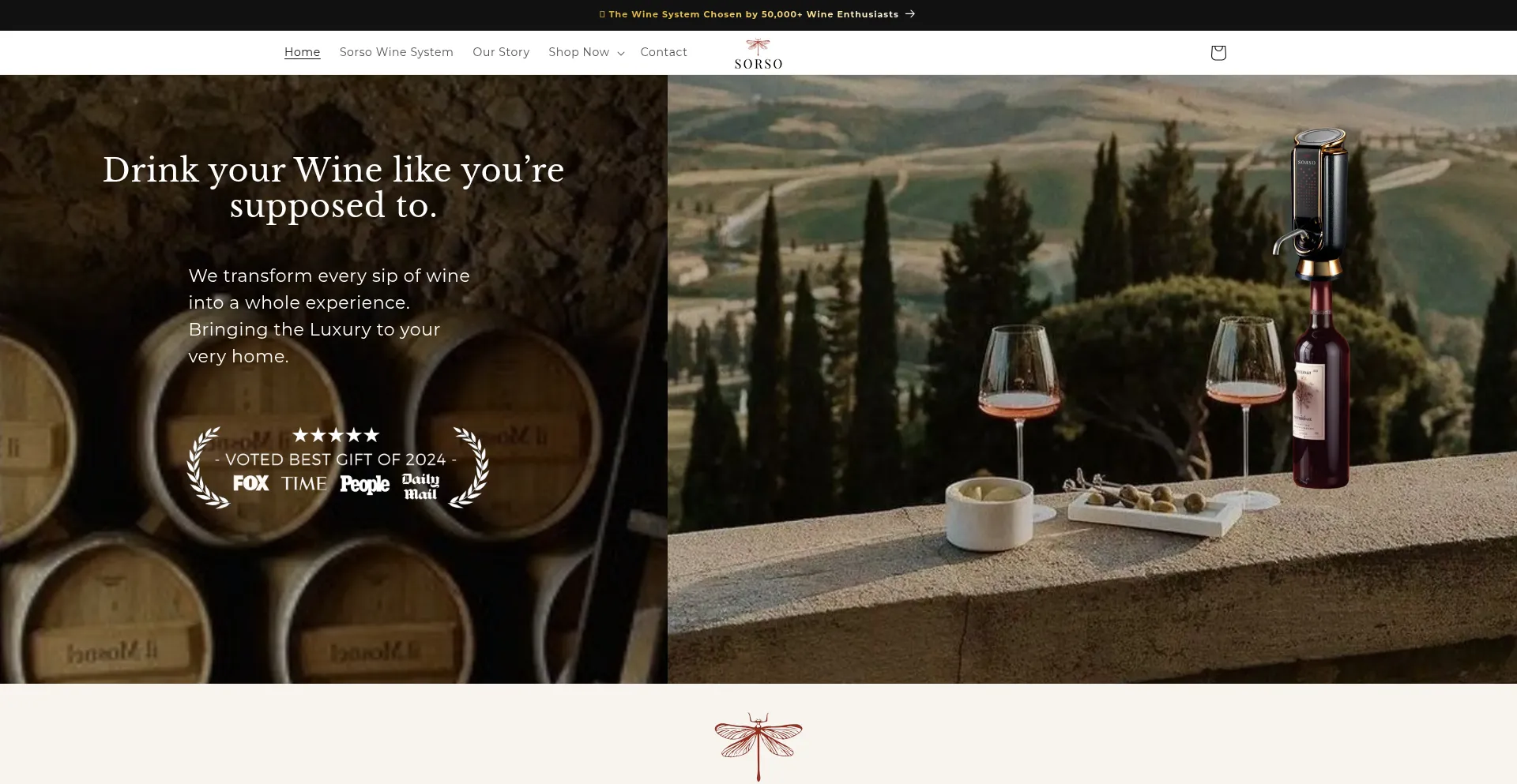 Website screenshot of Sorsowine.com