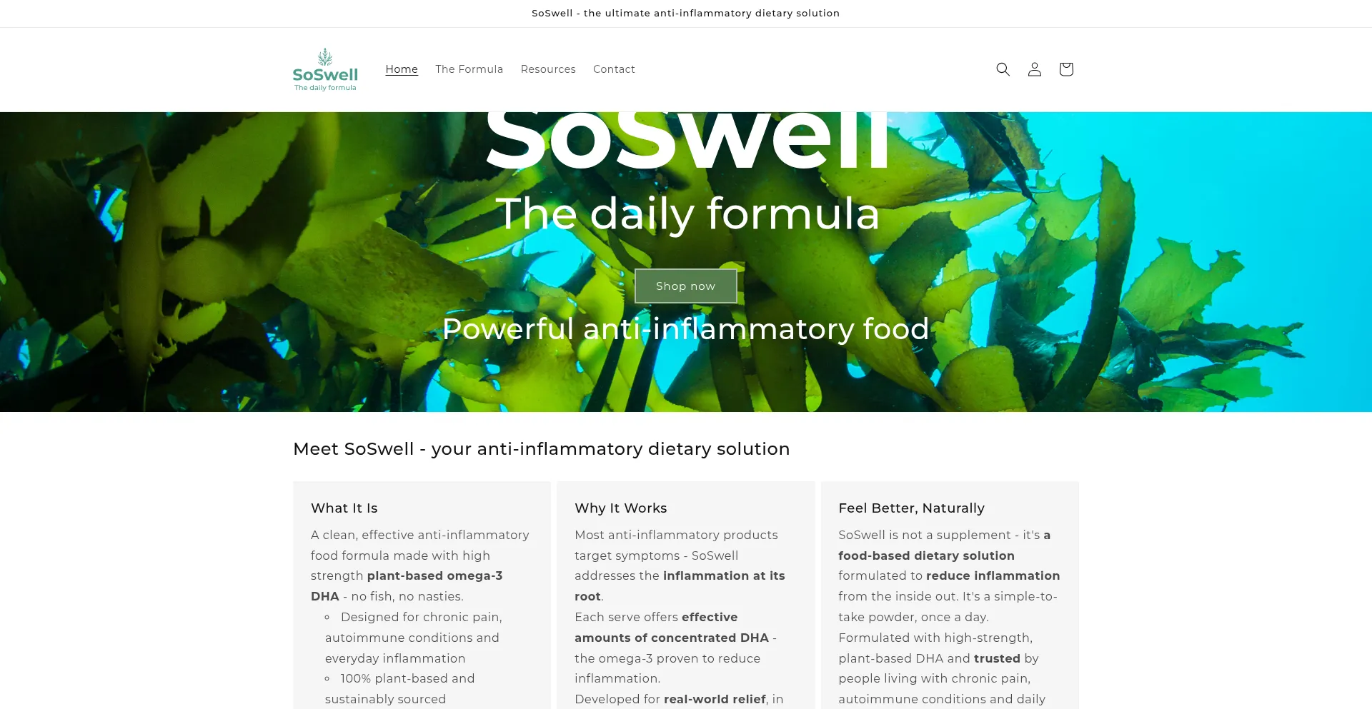 Website screenshot of Soswell.com.au