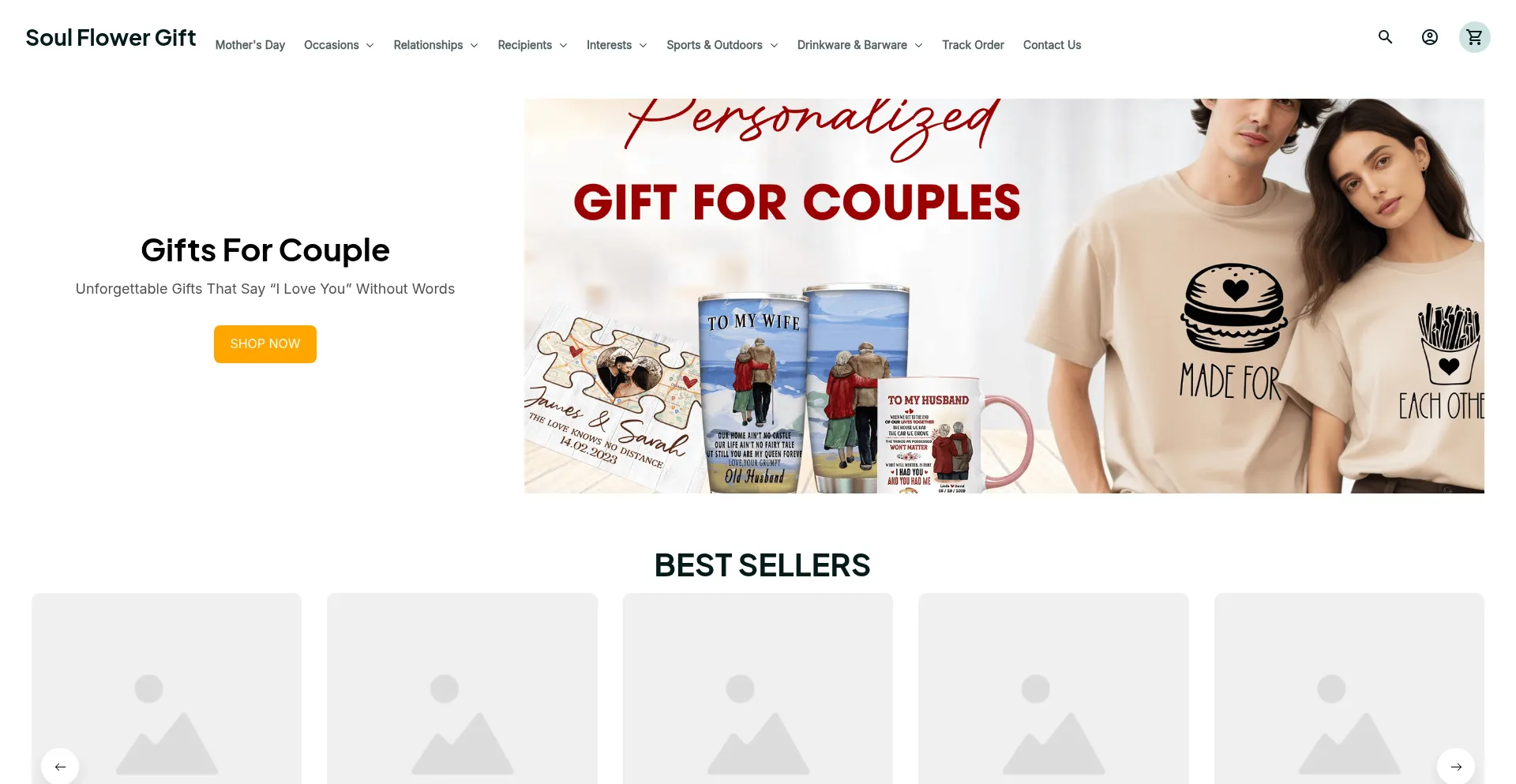 Website screenshot of Soulfflowergifts.com
