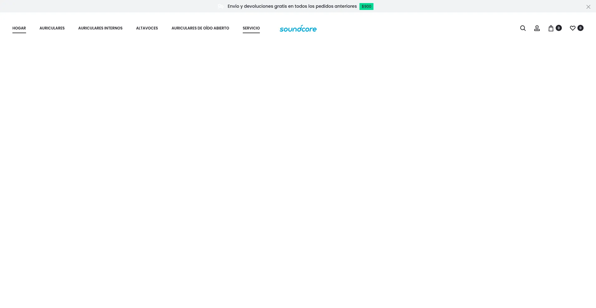 Website screenshot of Soundcore.com.mx