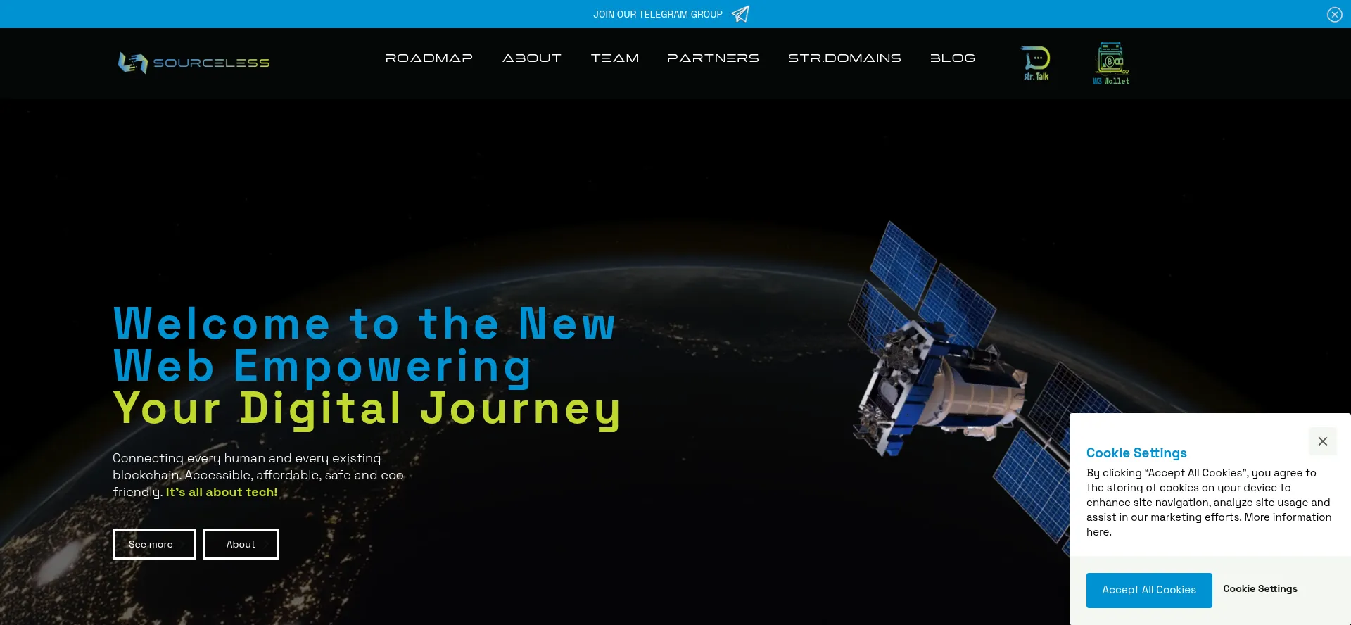 Website screenshot of Sourceless.net