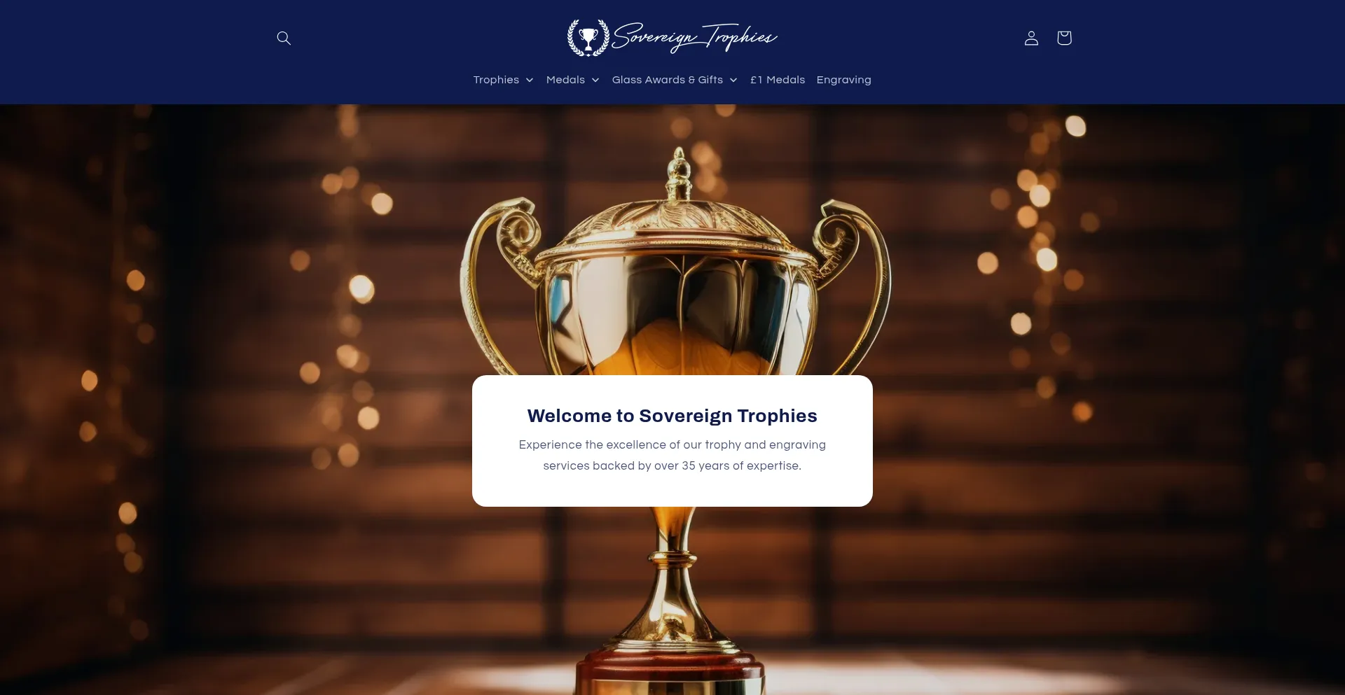 Website screenshot of Sovereign-trophies.co.uk