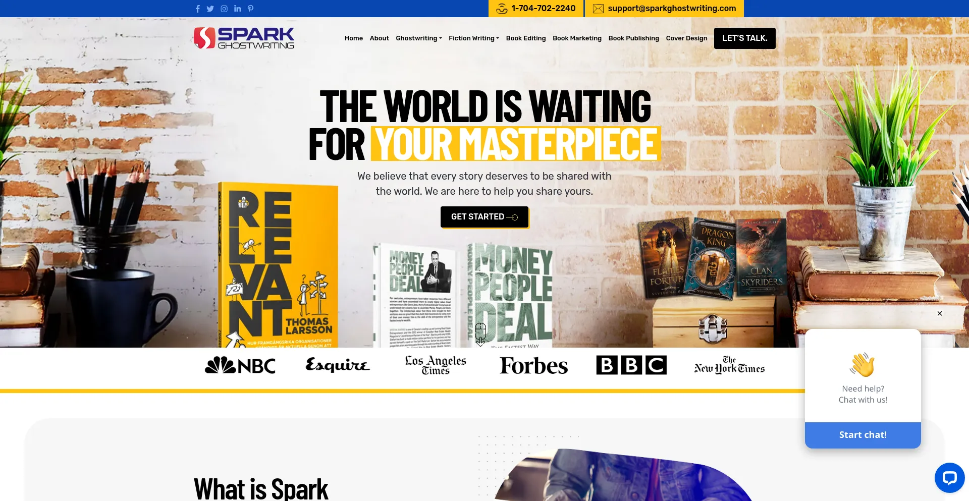 Sparkghostwriting.com Screenshot