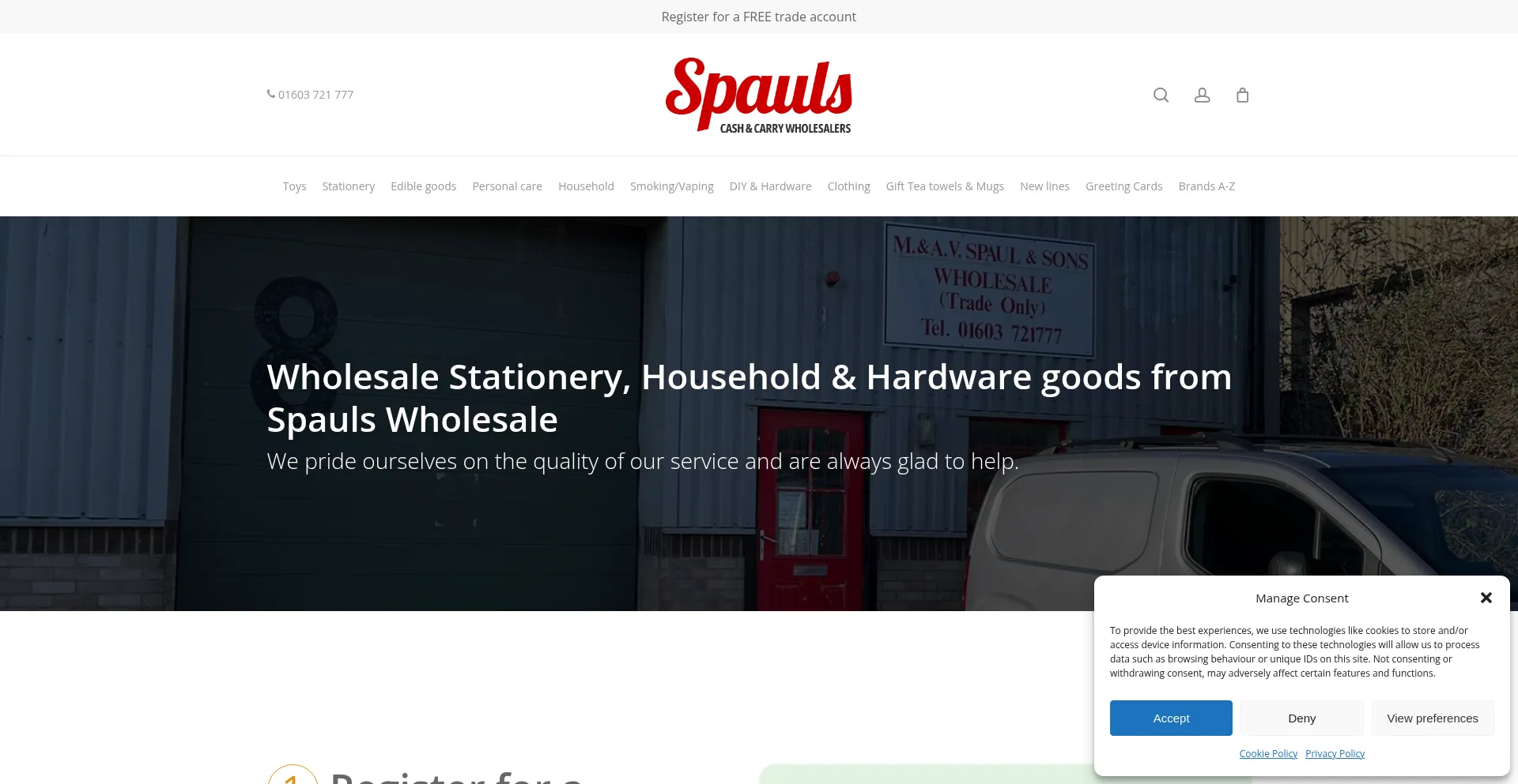 Website screenshot of Spaulswholesale.com