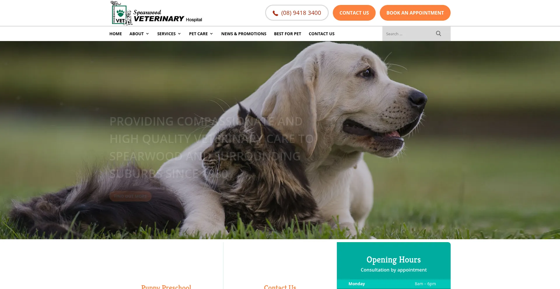 Website screenshot of Spearwoodvet.com.au