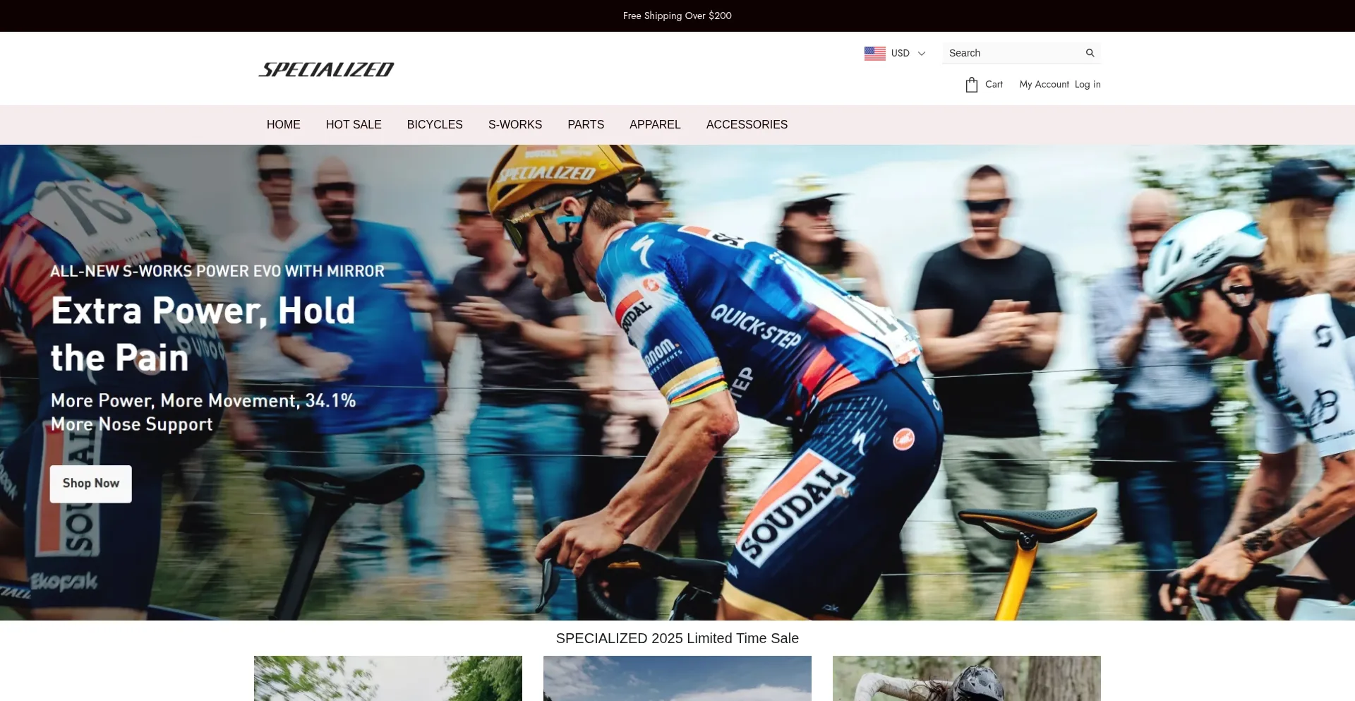 Website screenshot of Specializedwarehouse.com
