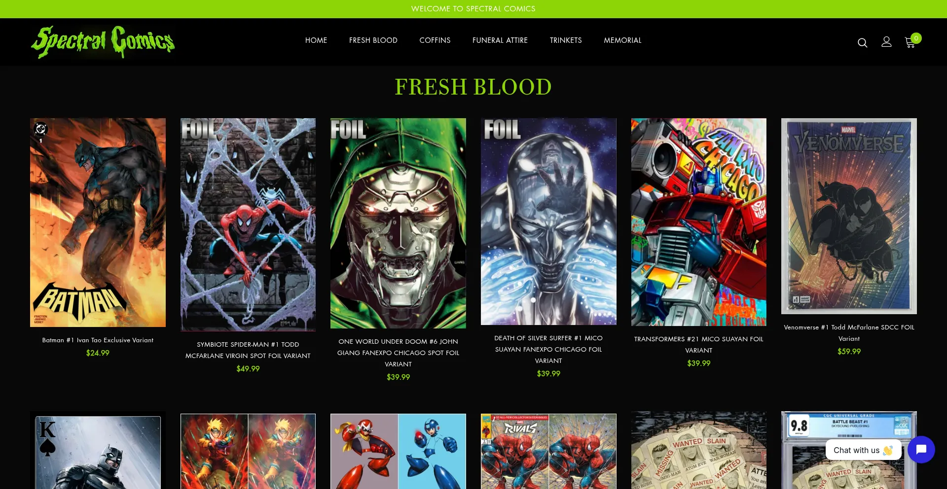 Website screenshot of Spectral-comics.com