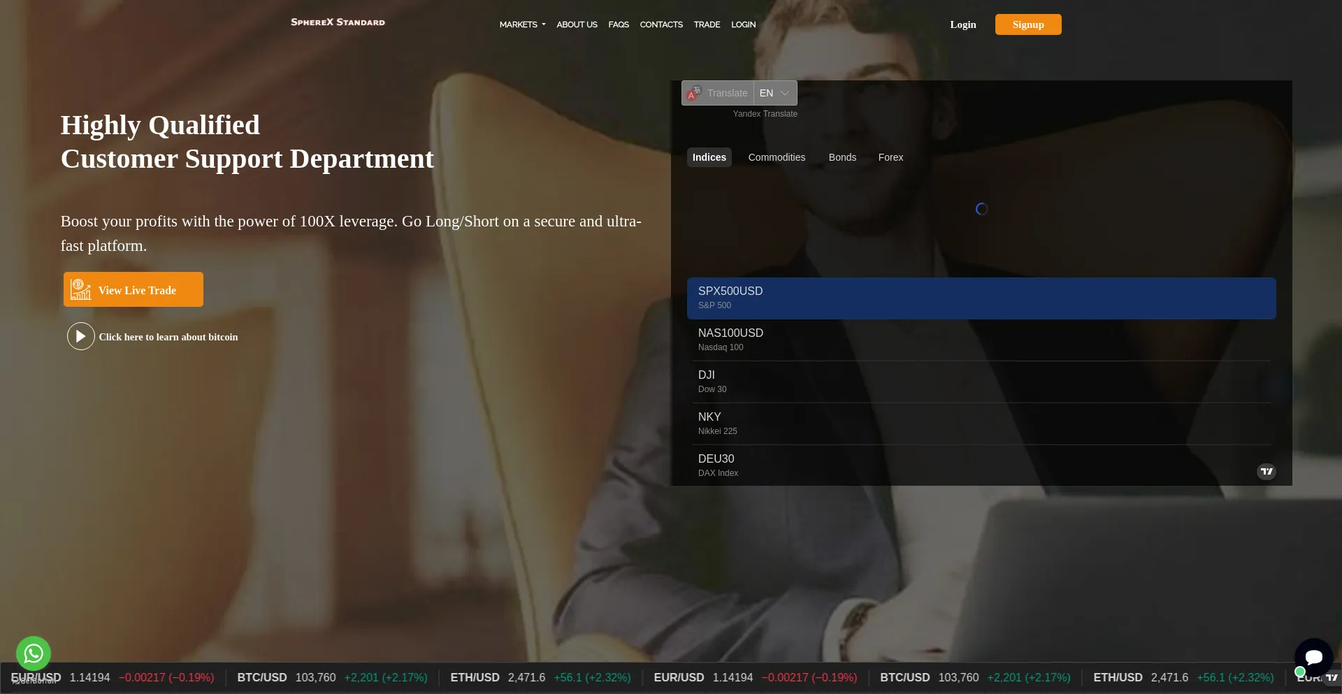 Website screenshot of Spherexstandard.com